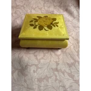 Vintage Reuge Swiss Music Box  Floral Inlay, Lacquered Wood, Made in Italy